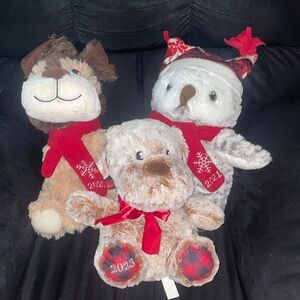 Festive Plush Toy Trio For 2020, 2021, and 2023 with Red Accents
